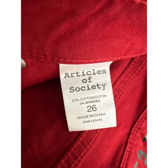 Articles Of Society Red Skinny Jeans - Size 26 Womens - Picture 4 of 5